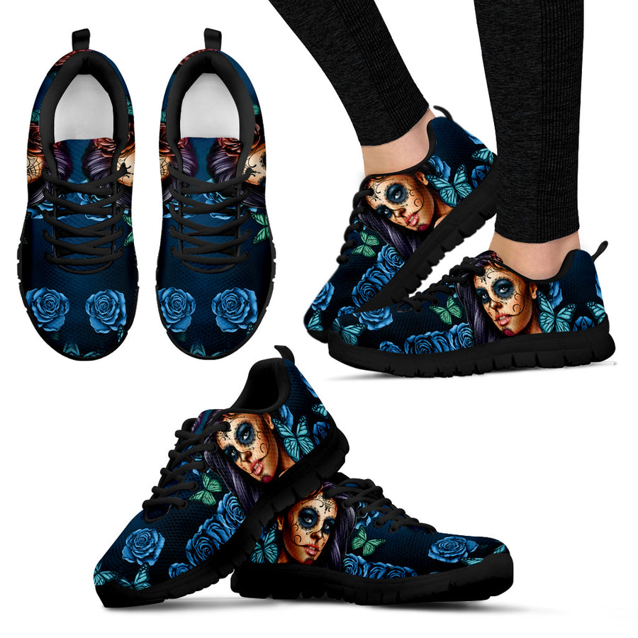 Day of the Dead Calavera Girl Sneakers in Purple