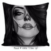 Calavera Girl Throw Pillow Cushion Cover in Black & White