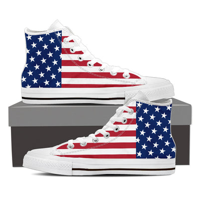 Patriotic American Flag High-Top Canvas Shoes for Men