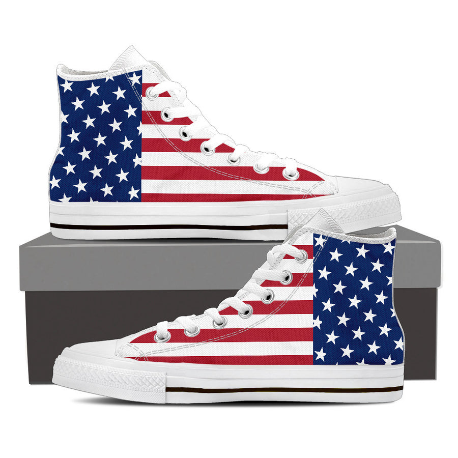 Patriotic American Flag High-Top Canvas Shoes for Men