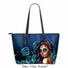 Calavera Girl Faux Leather Tote Bag in Blue