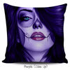 Calavera Girl Throw Pillow Cushion Cover in Purple