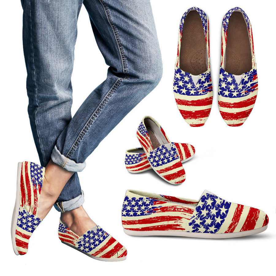 Patriotic American Flag Women's Canvas Casual Shoes