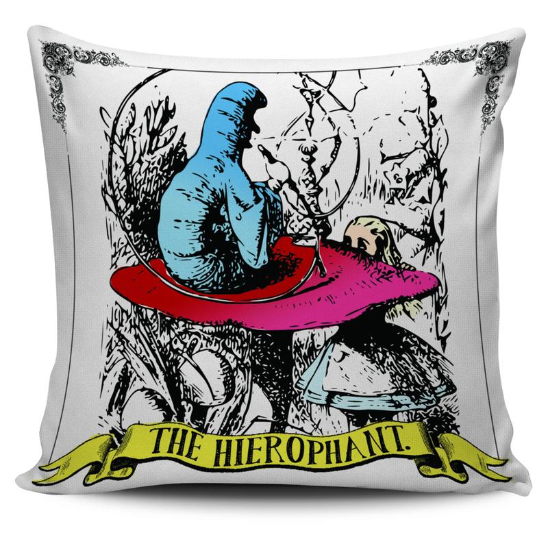 Alice in Wonderland Flamingo Two of Pentacles Tarot Pillow Cushion Cover