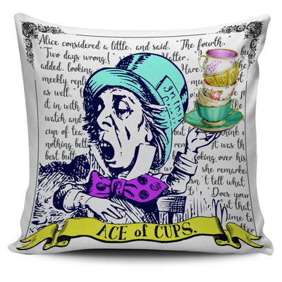 Alice in Wonderland Mad Hatter Ace of Cups Tarot Pillow Cushion Cover