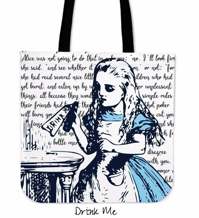 Alice Wonderland Canvas Tote Bag  Alice Wonderland Shoulder Bag