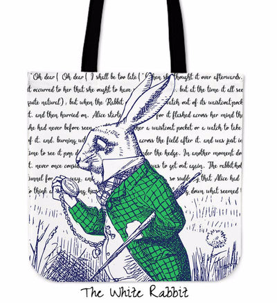 Alice in Wonderland White Rabbit Tote Bag
