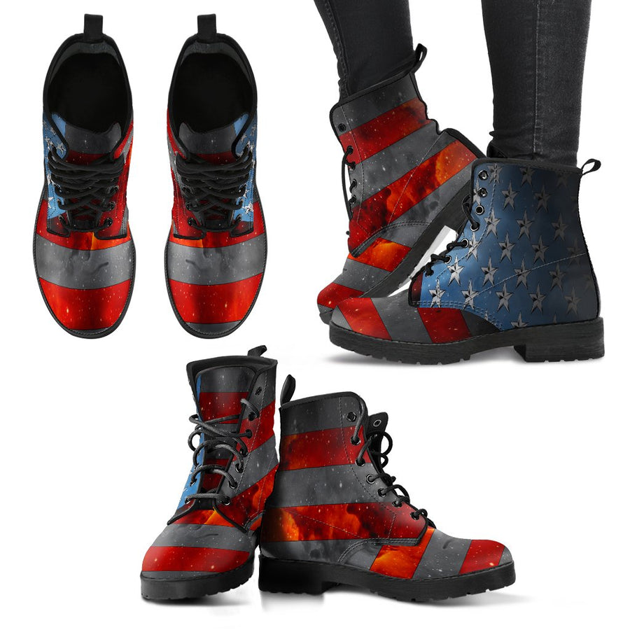 American Flag Boots for Women – Patriotic Boots - Space Flag Boots