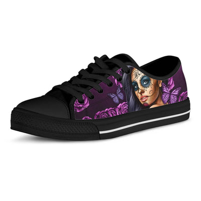 Day of the Dead Calavera Sugar Skull Girl Low-Top Canvas Shoes