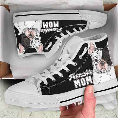 Frenchie Mom High-Top Canvas Shoes for Women (French Bulldog). Click this image for more details!