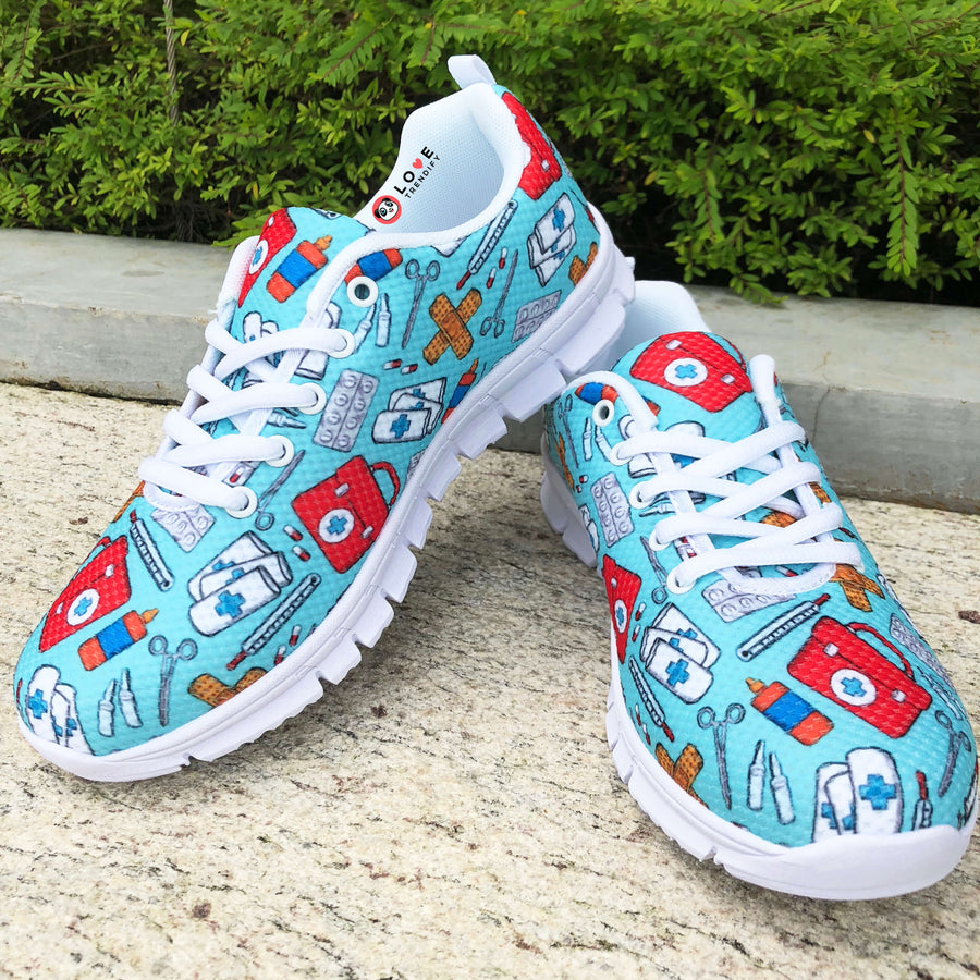 Nursing Sneakers (First Aid Design) for Women - Turquoise