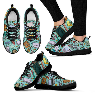 Teacher Themed Sneakers for Women - Turquoise. Click this image for more details!